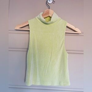 Pale Neon Green Ribbed Cropped Halter
